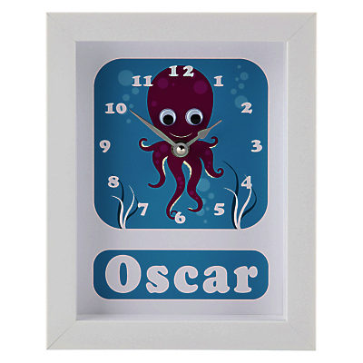Stripey Cats Personalised Oscar Octopus Framed Clock, 23 x 18cm